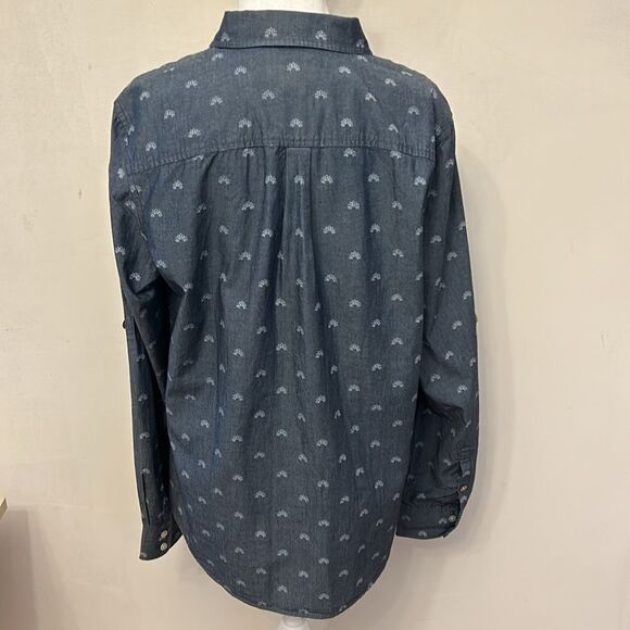 Vineyard Vines indigo chambray long sleeve pullover shell blouse Size 14 New - Picture 7 of 11
